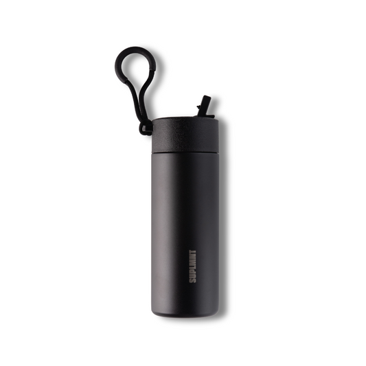 SUPLMNT 24 Oz Insulated Water Bottle With Straw Lid | Black