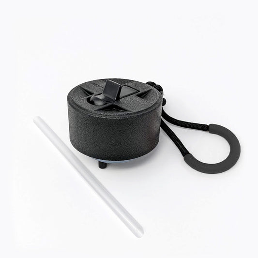 Suplmnt's black straw lid with a black handle
