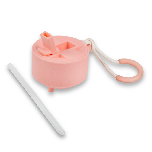 Suplmnt's Pink straw lid with a matching handle