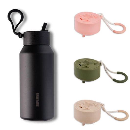 3-in-1 COMBO| 48 OZ WATER BOTTLE & 3 STRAW LIDS