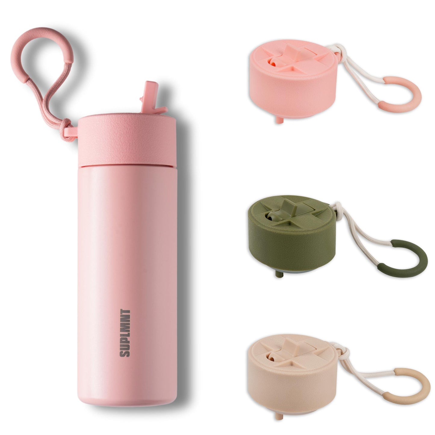3-in-1 COMBO | 24 OZ WATER BOTTLE — 3 STRAW LIDS