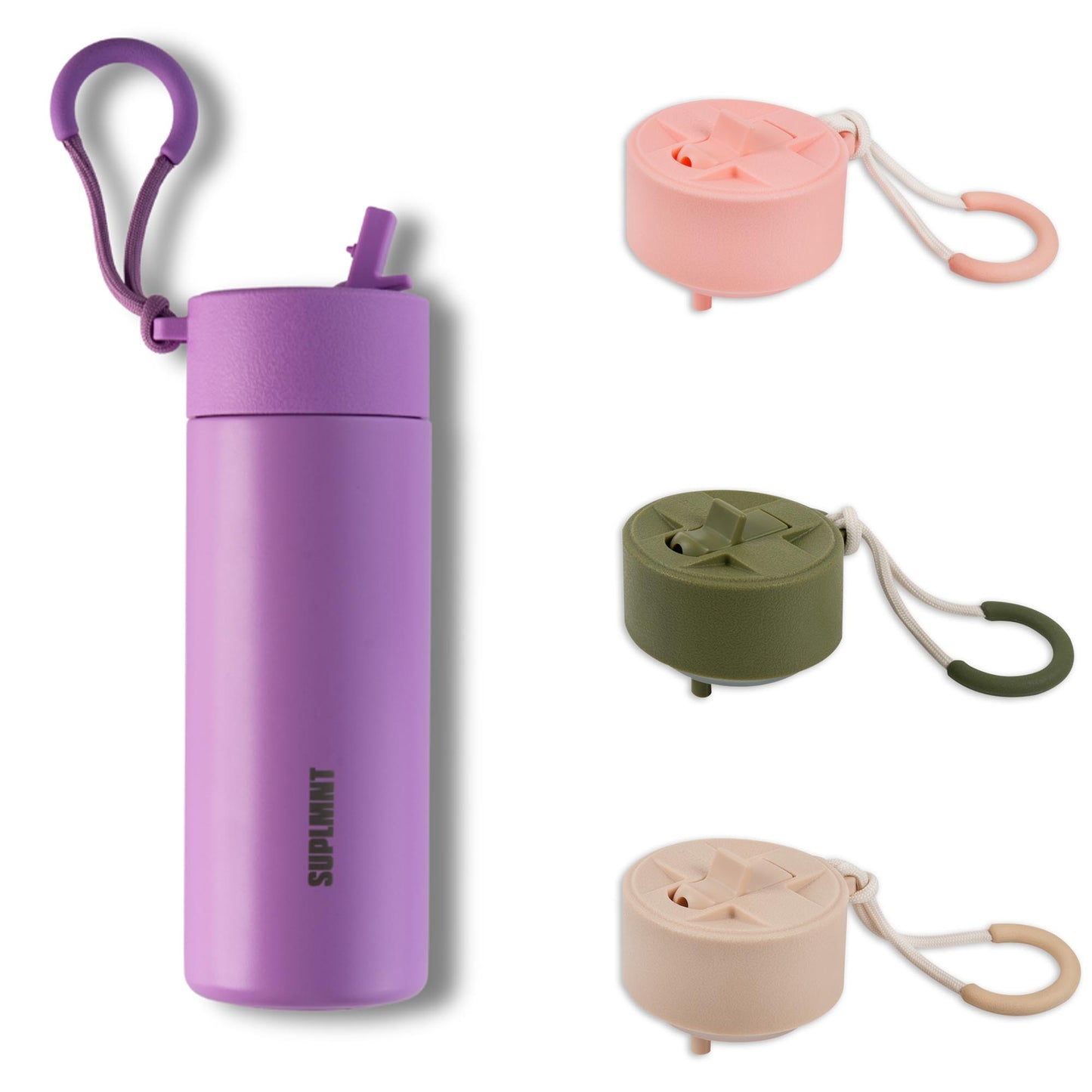 3-in-1 COMBO | 24 OZ WATER BOTTLE — 3 STRAW LIDS