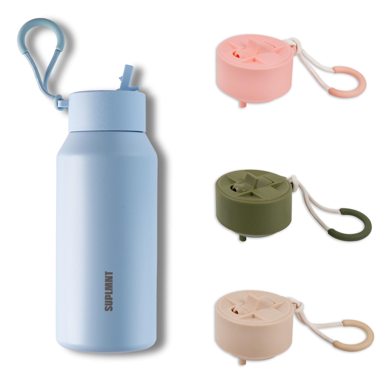 3-in-1 COMBO| 48 OZ WATER BOTTLE & 3 STRAW LIDS