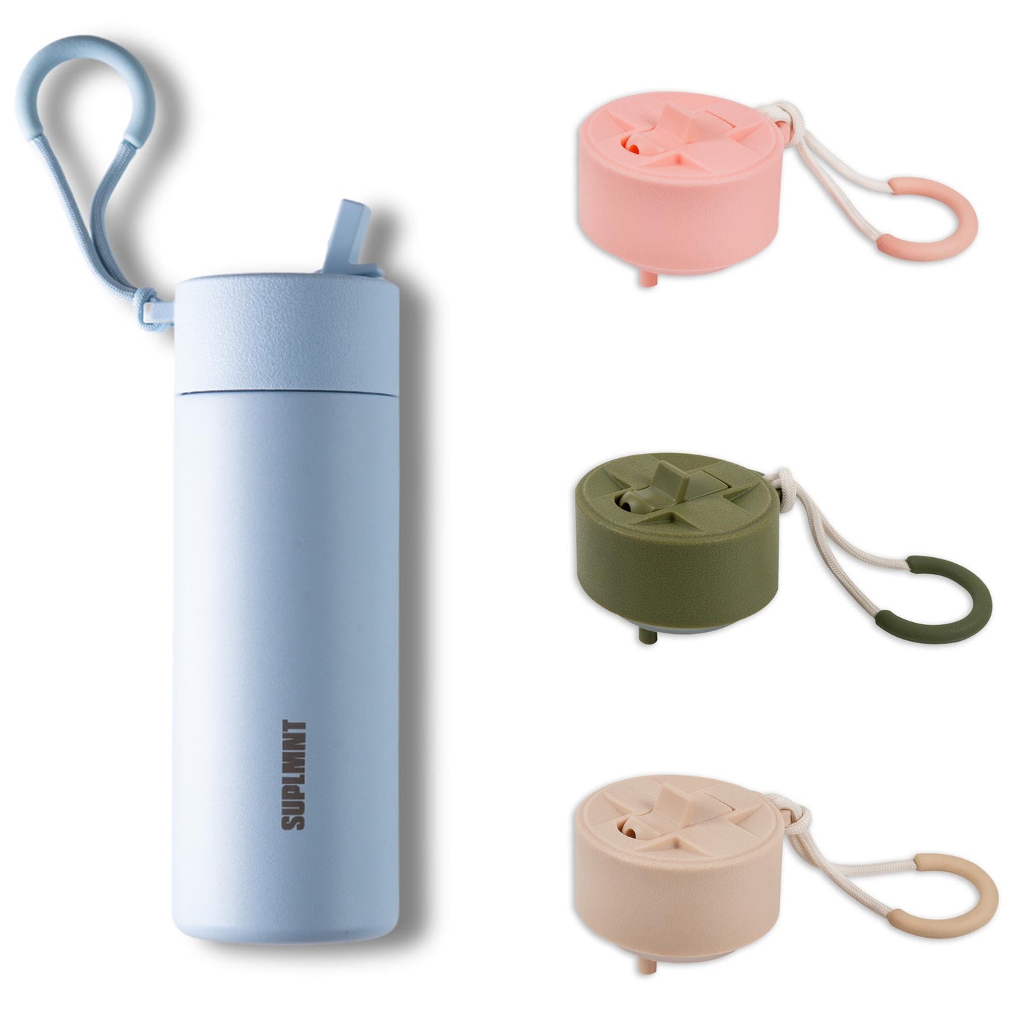 3-in-1 COMBO | 24 OZ WATER BOTTLE — 3 STRAW LIDS