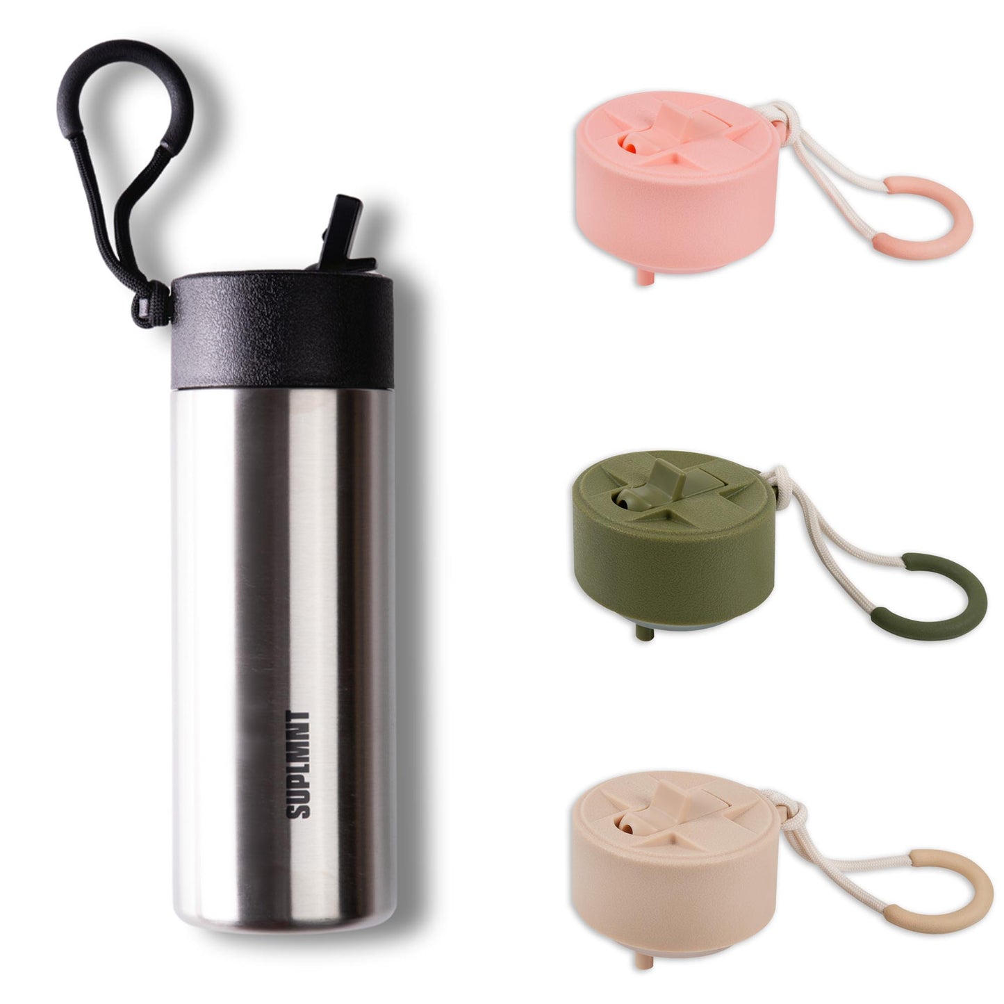 3-in-1 COMBO | 24 OZ WATER BOTTLE — 3 STRAW LIDS