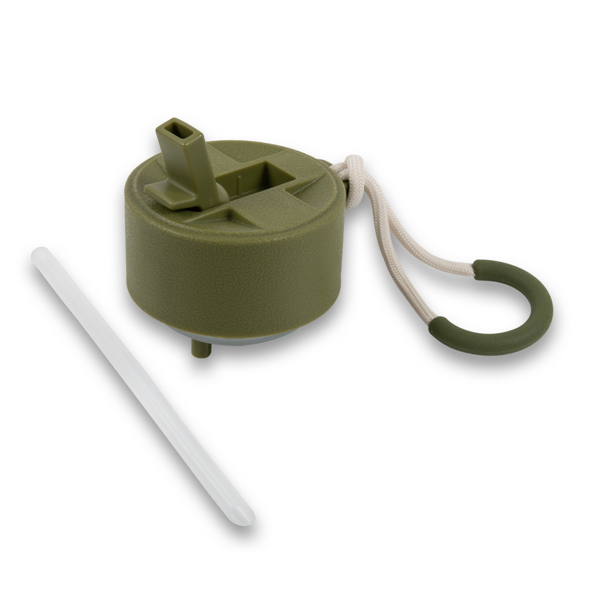 Suplmnt's Green straw lid with a matching handle
