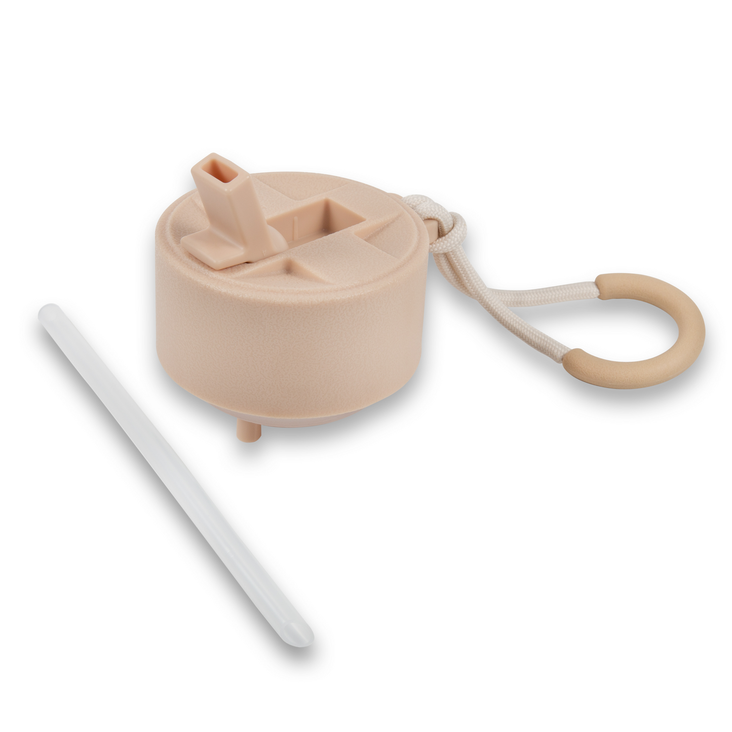 Suplmnt's Champagne Colored straw lid with a matching handle