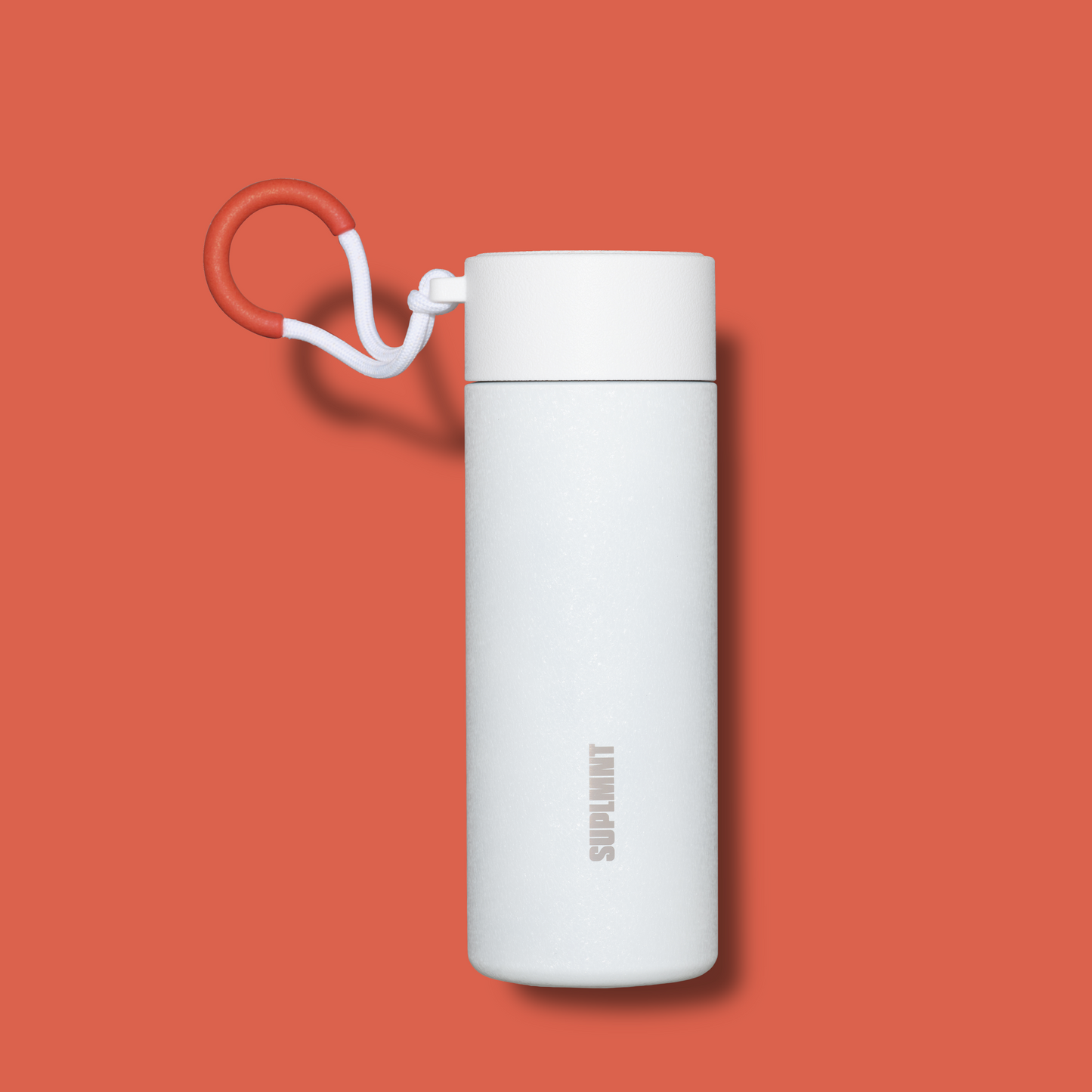 WHITE ICE WITH RED HANDLE 24 OZ WATER BOTTLE